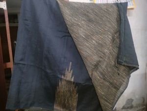 Black Cotton Saree With Matching Blouse.