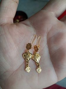 Floral Heart Drop Earrings 22crt Gold