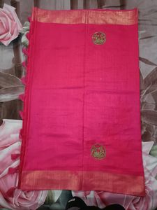 Rose Pink Chanderi Silk Saree