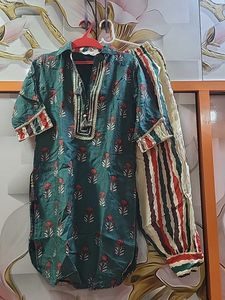 Green Floral Print Kurta