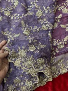 Embroidered Purple Dupatta
