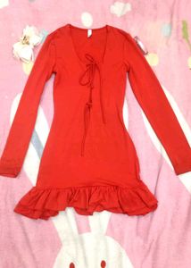 Red Ruffle Mini Dress