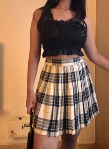 Pleated Plaid Skirt