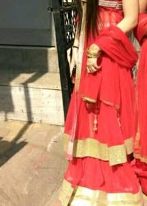 Red and Gold Indo Western Style Dress