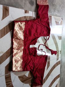 maroon blouse with golden work