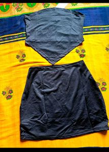 Shein Short Bandeau Top With black color Skirt