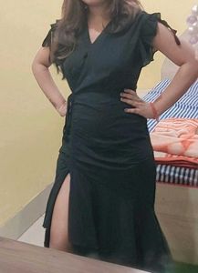 Black Slit Mini Dress