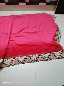 Pink Embroidered Heavy Brodard Saree