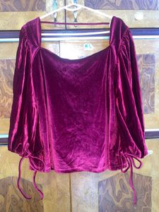 Kazo Burgundy Velvet Top 36