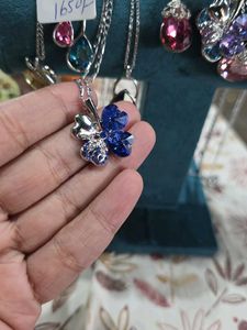 Blue Flower Crystal Pendant