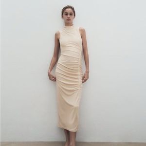 Zara Ruched Cream Maxi