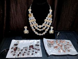 Original Glass Stone Three Leyar Necklace Set
