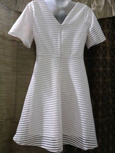 Off White Striped net Dress