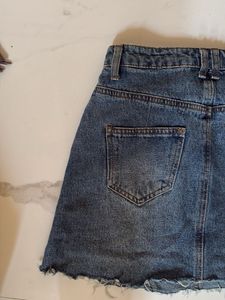 Distressed Denim Mini Skirt