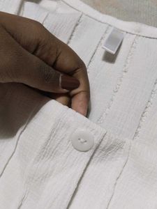 White Button-Down Crop Top