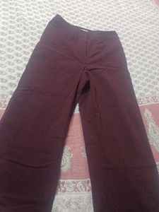 Burgundy Wide Leg Pants