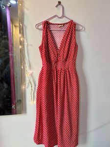 Red Polka Dots Wrapped Dress