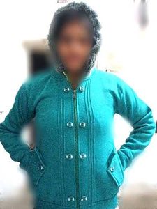 Stylish Teal Fur Hooded Jacket