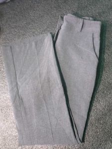 Grey Cotton Blend Trousers