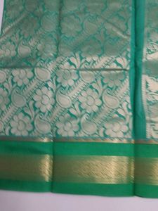 White With Green Cotton Saree..