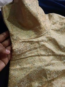 White Blouse Golden Zari Design