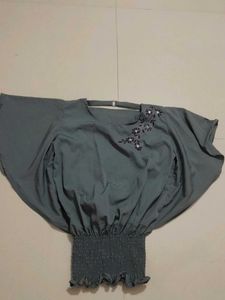 Stylish Gray Embroidered Top