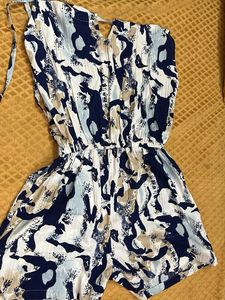 Patterned One Shoulder Romper