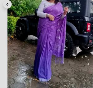 Purple Floral Saree with readymade blouse