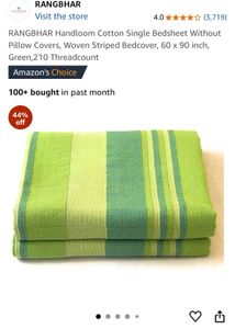 Beautiful Green Striped Bedsheet For Single Bed