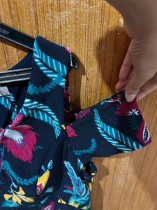 splash Floral Print Cold Shoulder Dress