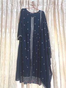 Navy Blue Embroidered Kurta Set