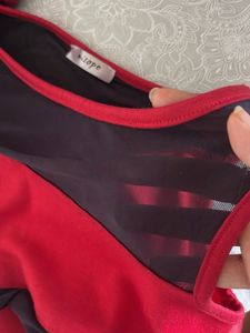 Red Dress With Black Net