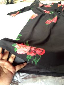 Black Floral Midi Dress