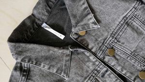 Women Black Solid Denim Jacket