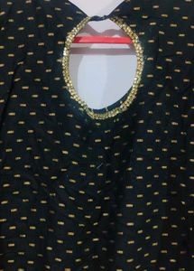 Black Heavy Work Stitched Kurti