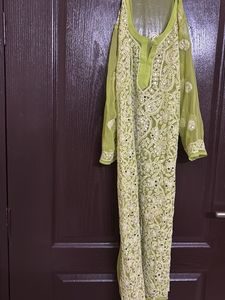 Lime Green Mirrorwork Kurta Set