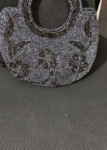 VINTAGE BLACK BEADED PEARL Clutch