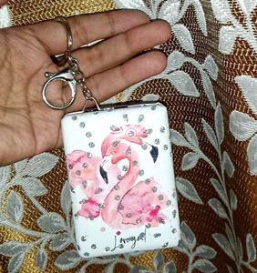 Flamingo Card Holder Keychain