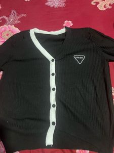 Prada Inspired Black Knit Cardigan