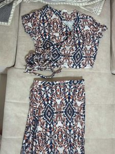 Patterned Top and Skirt Set