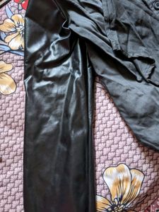 Black Leather Sleeve Winter 🧥 For Women