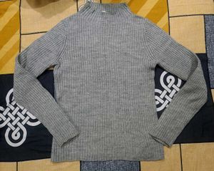 Gray Knit Turtleneck Sweater