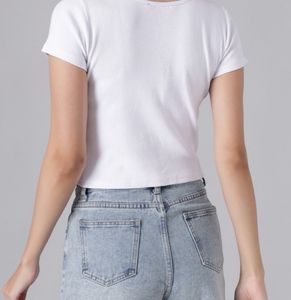 Fairiano Casual Short Sleeve Solid Women White Top