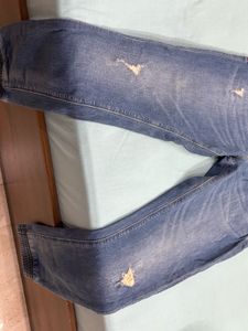 Distressed Denim Joggers