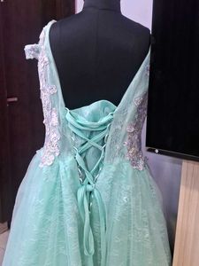 Elegant Aqua Embellished Gown