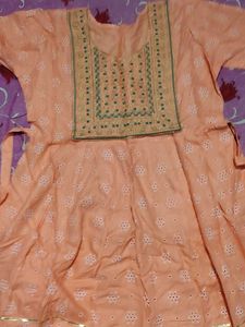 Peach Embroidered Kurta Set