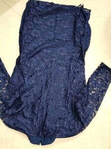 Elegant Navy Blue Lace Kurta