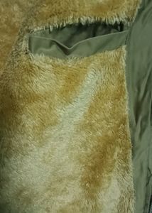 Men Khakhi Colour Warm Jacket With Inside Fur