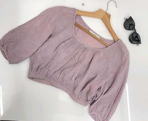 Lilac Crinkle Crop Top
