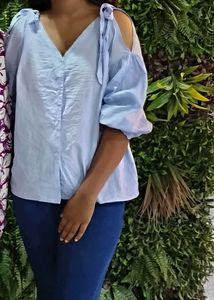 Ruffled Light Blue Top
